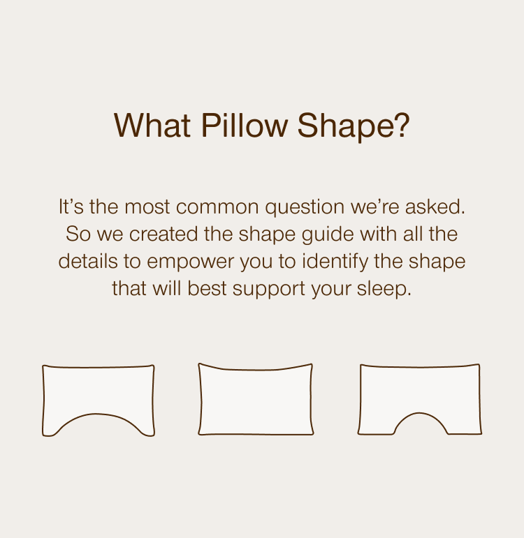 Guide on pillow shapes to help you choose the best support for your sleep. Three pillow shapes illustrated.